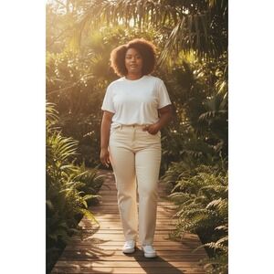 Jones New York Classic Stretch Denim Jeans Peach Straight Leg Women's Size 18W #